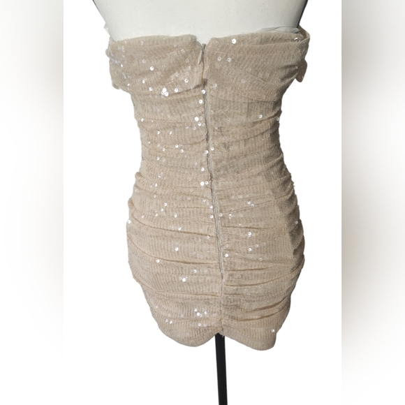 Strapless Sequin Dress - Tan - Picture 4 of 12